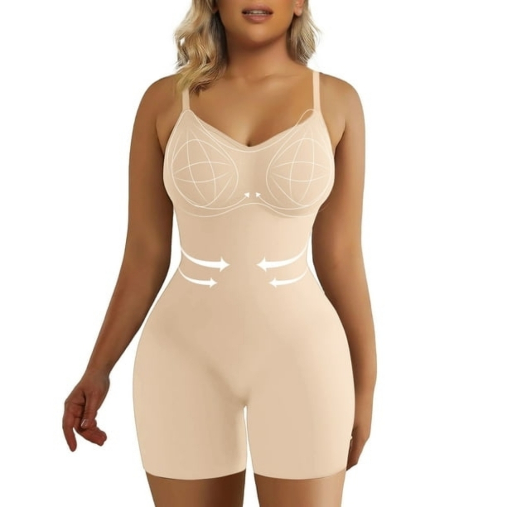 NWT ShaperX Shorts Shapewear Bodysuit in Beige, size L/XL